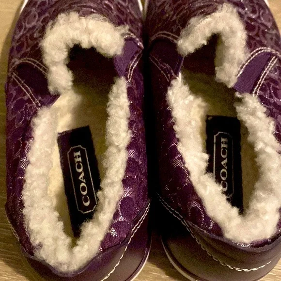 [Coach] Signature Shearling Flat Sneaker Tennis Shoes in Purple Lilac Womens 5.5 - Picture 9 of 15